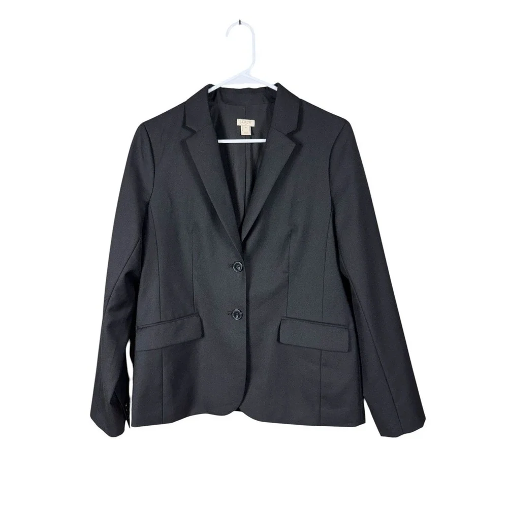 J Crew Womens Wool Blazer Size 10 Academia Preppy Neutral Capsule Black Neutral - Picture 2 of 7